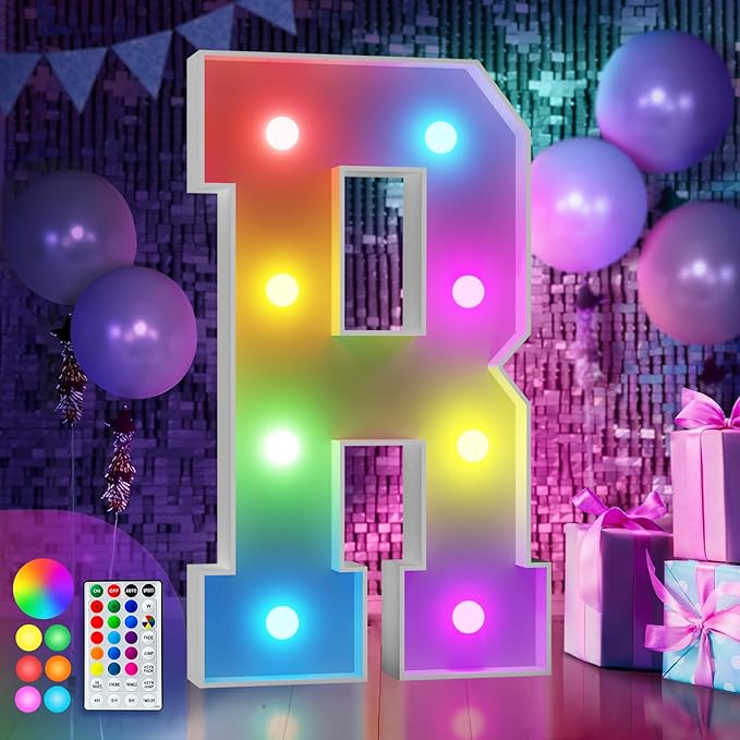 imprsv 3FT Colorful Marquee Light Up Letters R, 18 Colors Light Up Letters by Letsmakeitimpressive