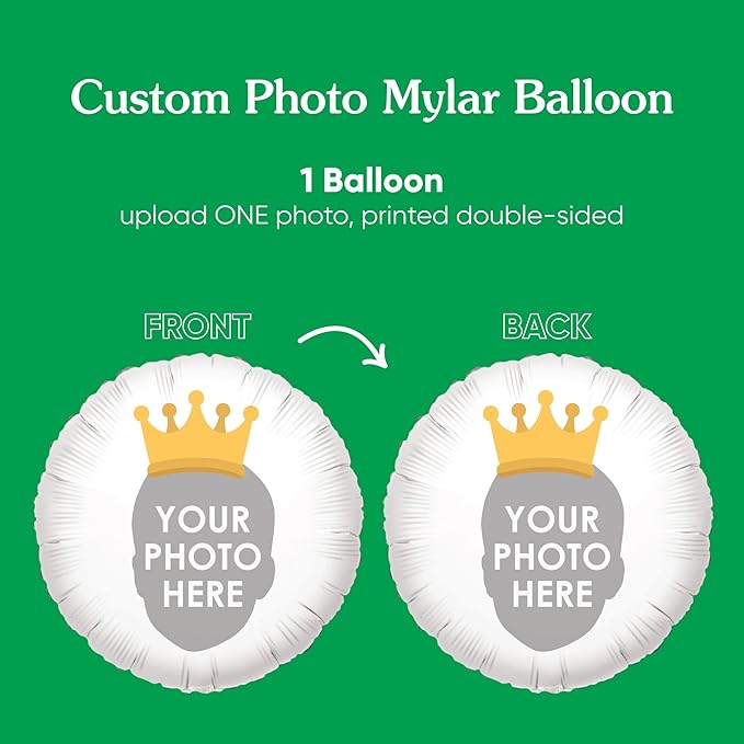 Big Dot of Happiness Personalized Crown Fun Face Photo Balloon, Kids Royal or - Image 3