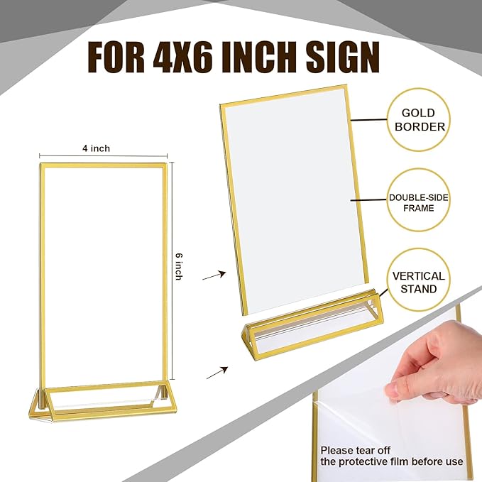 Blulu 12 Pack Acrylic Sign Holder Double Sided Picture Frame Wedding Table - Image 2