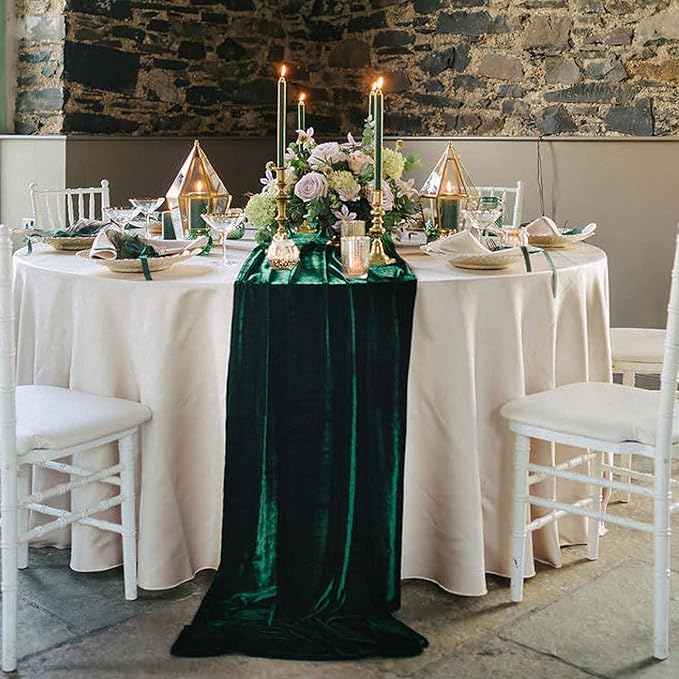 Luxurious Velvet Table Runner, 10ft Wedding Reception Decorations, 20x120inch by EHLDekol