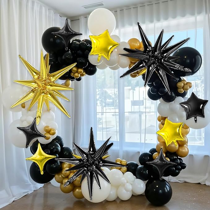Black Gold Star Balloon - Image 5
