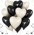 Black White Heart Balloons, 18 Inch Black and Cream White Heart Shape Balloon by vibzox