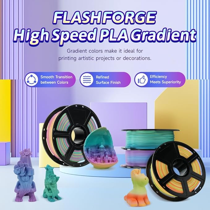 FLASHFORGE Rapid PLA Gradient Filament 1.75mm Thistle Purple & Ethereal Blue - Image 2