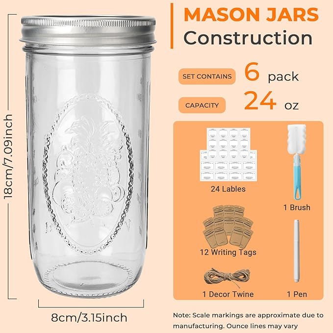 CycleMore 6 Pack Wide Mouth Mason Jars - Image 2
