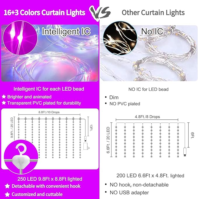 16 Colors Changing Curtain Lights - Image 3