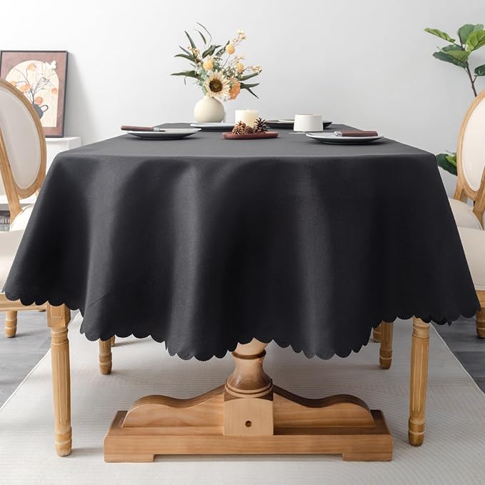 Oval Black Tablecloth 60 x 84 Inch Polyester Fabric Washable Table Cloth by YZKITM