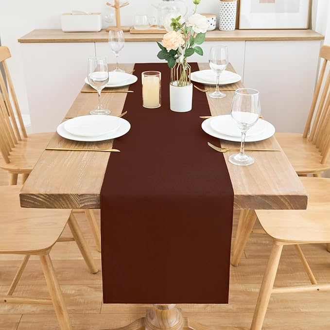 2 Pack Chocolate Small Short Table Runner 12 x 48 Inch Solid Color Runners - Image 3