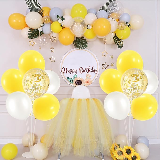 Yellow and White Balloon Stand Centerpiece Table Decorations - Image 3