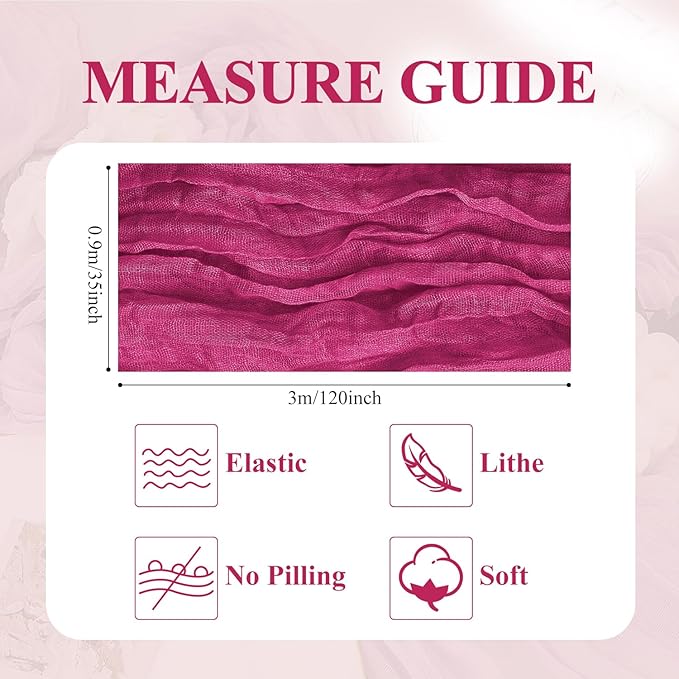 Asee'm 3pcs Cheesecloth Table Runner 120 Inches Long Fuchsia Boho Gauze Cheese - Image 2