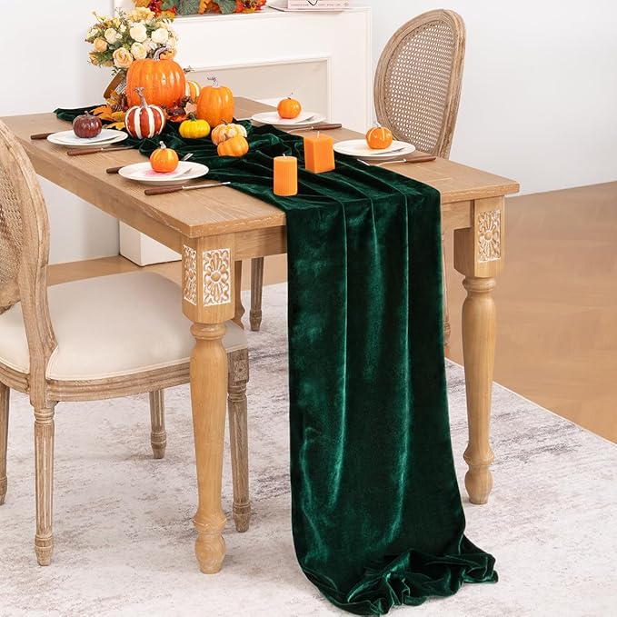 Emerald Green Velvet Table Runner 3 Pack Fall Thanksgiving Table Runners 20 x - Image 4