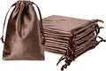 QIANF 12pcs Brown Velvet Drawstring Bags 4x6 inches Glossy Small Velvet Cloth by QIANF