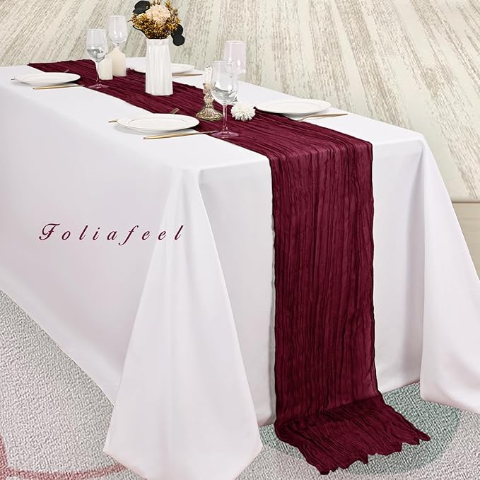 Burgundy 6 Pack Cheesecloth Table Runner 10FT Rustic Gauze Cheese Cloth Table - Image 4