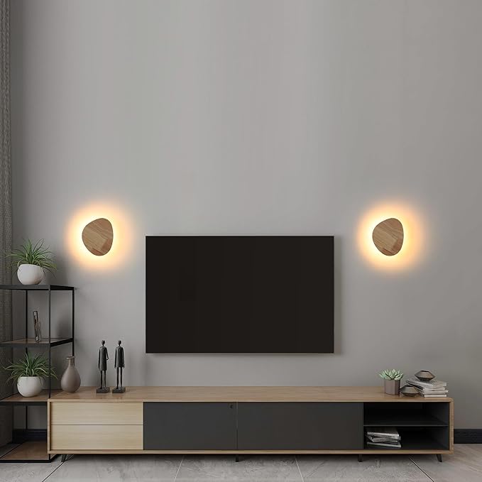 Modern Minimalist Plug in Wall Sconces, 7.9'' Plug-in Or Cordless Wood - Image 3
