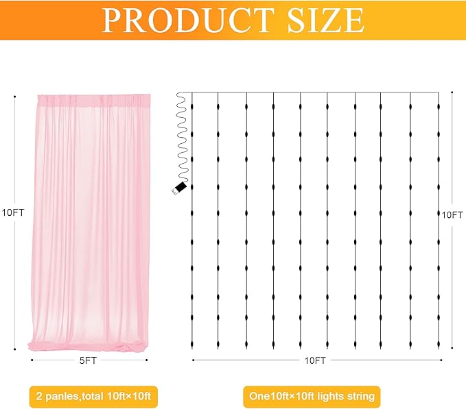 Fomcet Pink Tulle Backdrop Curtains - Image 2