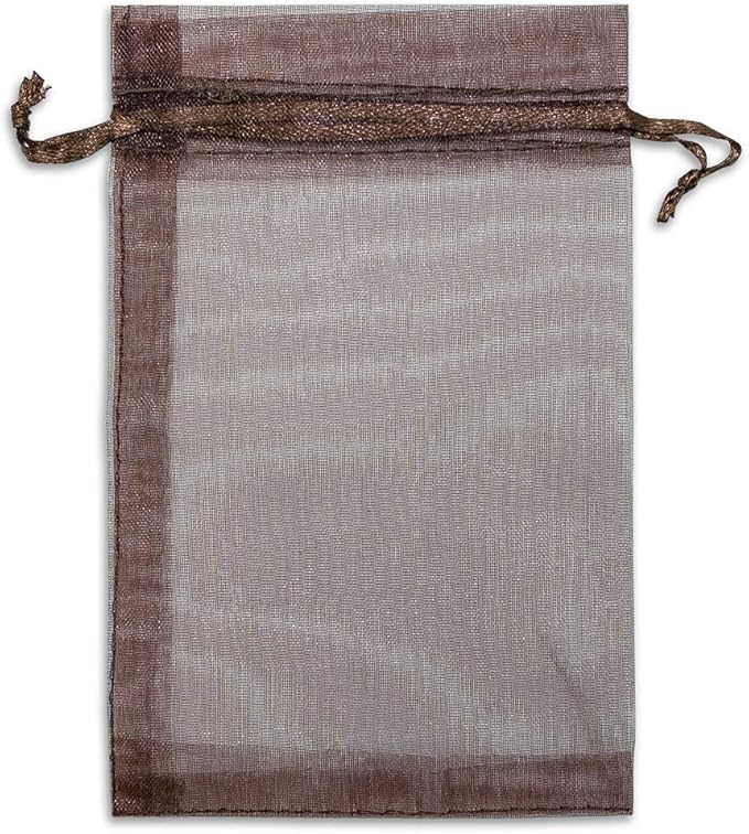 TheDisplayGuys 48-Pack 3x4 Brown Sheer Organza Gift Bags - Image 3