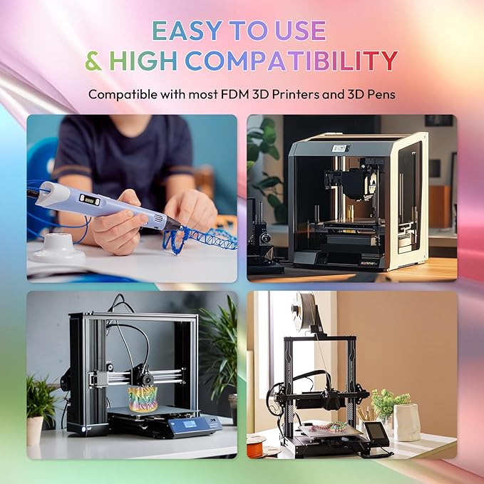AMOLEN Silk PLA 3D Printer Filament, Shiny Multicolor Rainbow PLA Filament - Image 7
