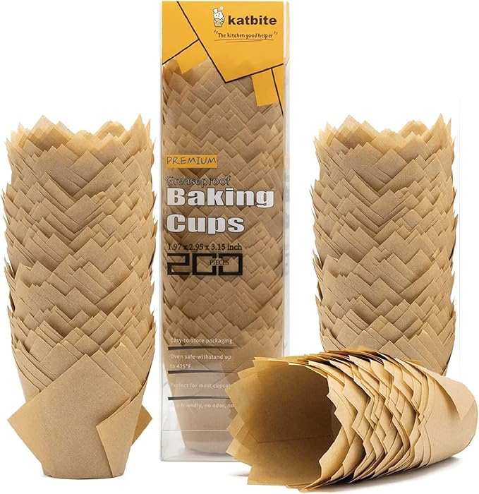 Katbite Tulip Cupcake Liners 200PCS, Muffin Baking Cupcake Liners Holders by katbite