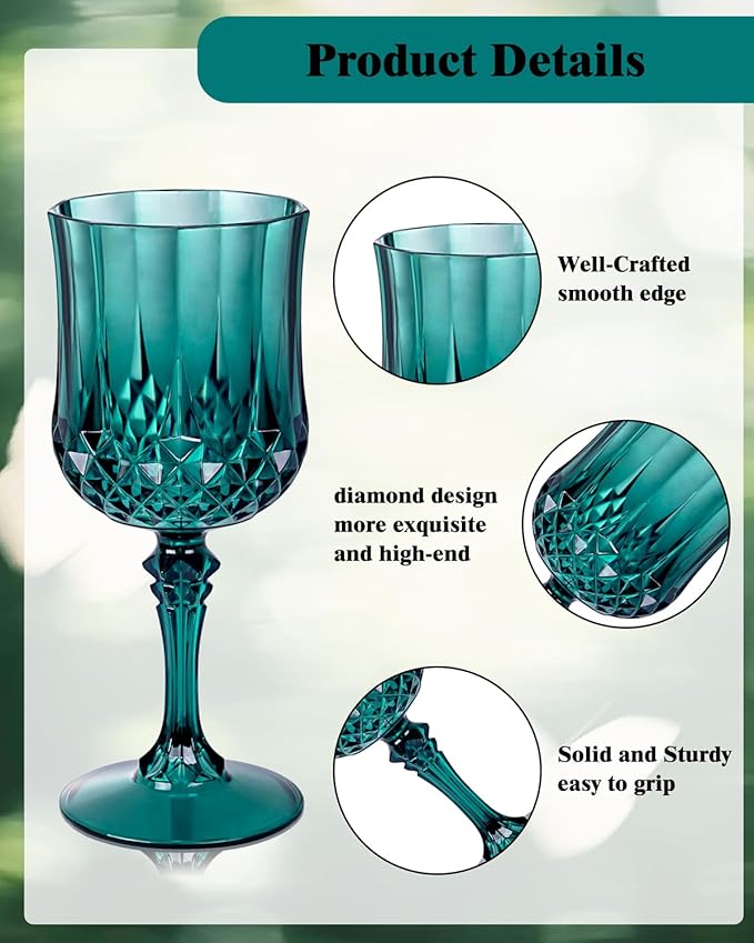 Ciaell 24PCS Green Plastic Wine Glasses - 7 Oz Plastic Goblets - Image 6
