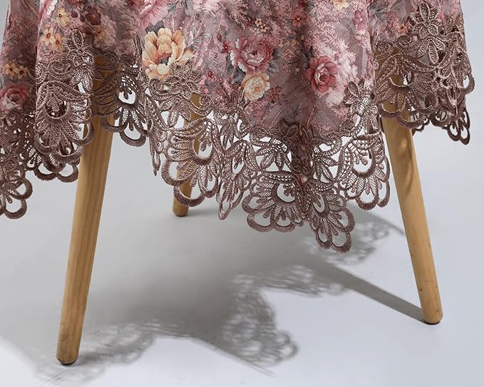 vctops Damask Lace Patchwork Tablecloth Luxury Square Small Table Cover Elegant - Image 4
