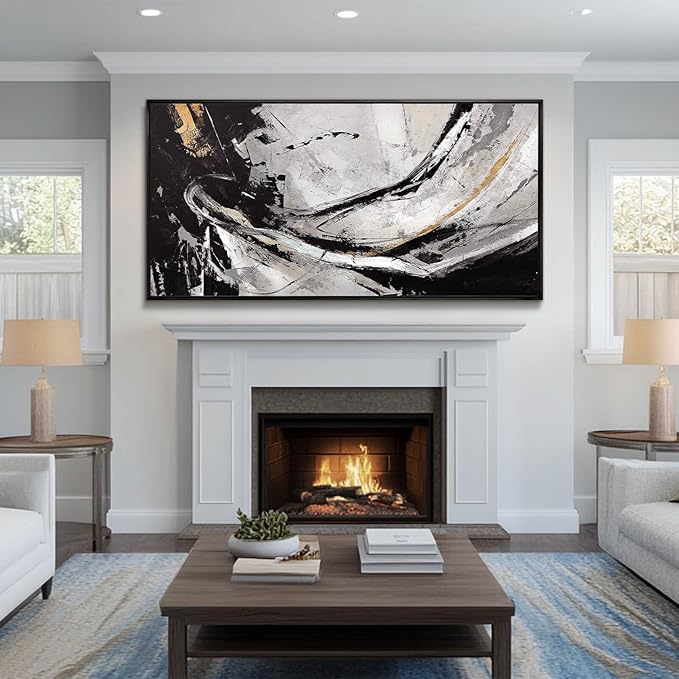 Home Decor Black and White Abstract Painting - Image 5