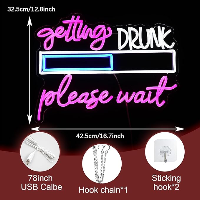 Drink Please Wait Neon Sign Dimmable Letters Neon Light - Image 2