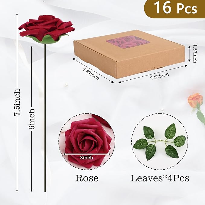 BLEUM CADE 16Pcs Artificial Flowers Fake Roses - Image 3