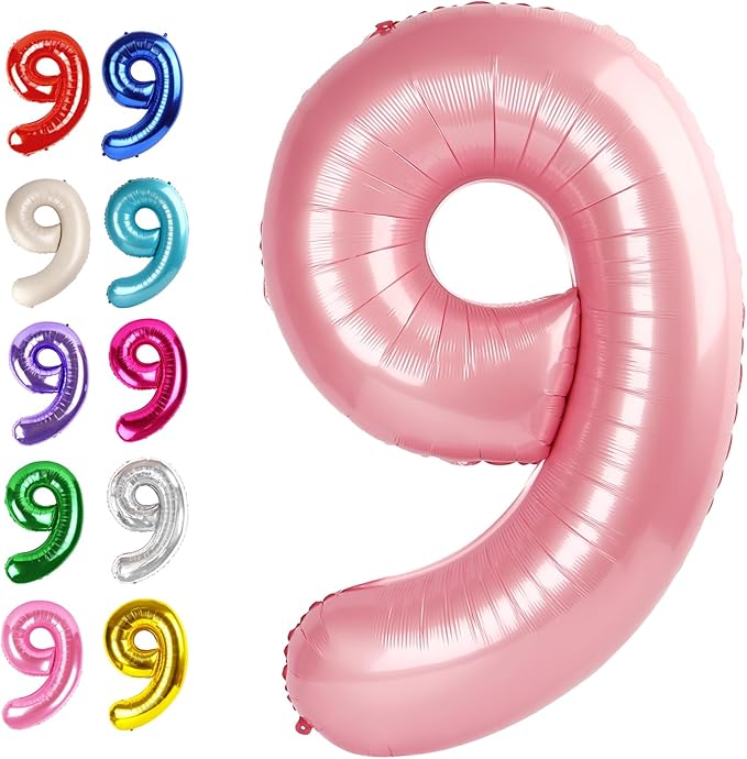 Big Pearlescent Pink 40 Inch 9 Balloon Number, Jumbo Giant 9th 19 29 39 49 99 by Upgesy