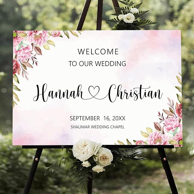 Ethereal Blush Wedding Welcome Sign Template, Editable Printable Modern Rose & - Image 2