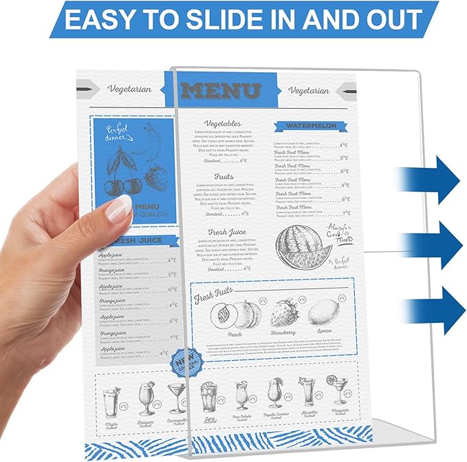 EHWINE 12 Pack 5 x 7 Acrylic Sign Holder, Vertical Slanted Back Paper Holder - Image 4