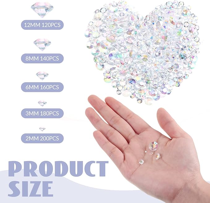 Hicarer 800 Pieces Diamond Decorations Acrylic Diamond Table Scatter Crystals - Image 2