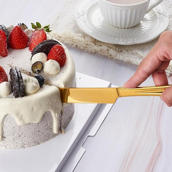 GoGeiLi Gold Cake Knife and Server Set, 13-inch Stainless Steel Cake Cutting Set - Image 7