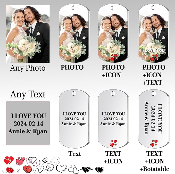 Custom Keychain with picture Double-sided Personalized Your Photo/Text/Icon - Image 3