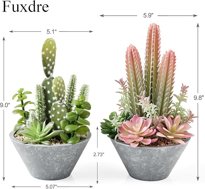 2-Pack Artificial Succulent Plants in Vintage Plastic Pots - Image 2