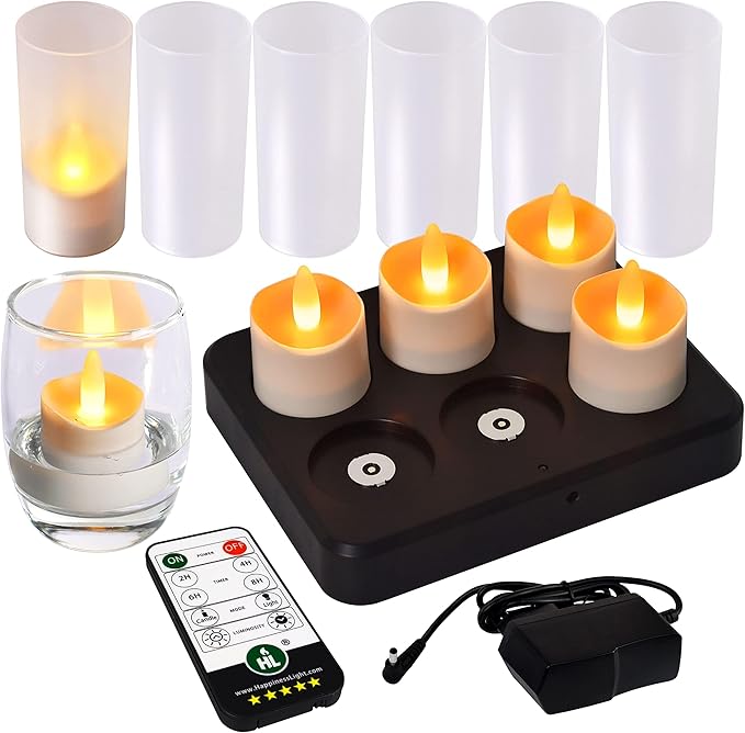 HL Flameless Candles with Remote Timer, 100+Hours Rechargeable Waterproof by HLHappinessLight
