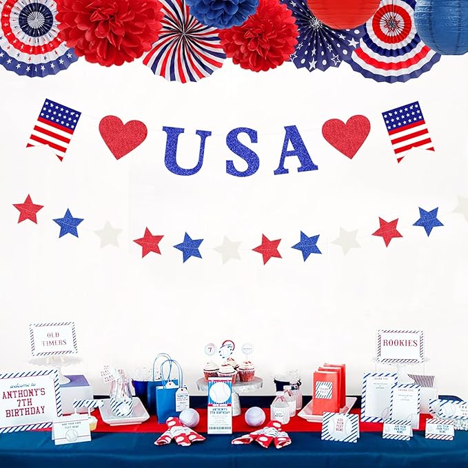 Red-White Blue Memorial-Day Patriotic Decorations - Image 4