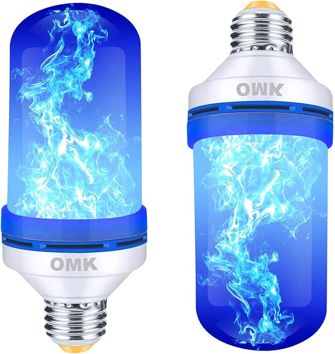 OMK - Blue Flame Christmas Decor LED Flame Effect Light Bulbs - Upgraded 4 by OMK
