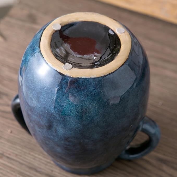 Blue Ceramic Vase with 2 Handles - Image 7