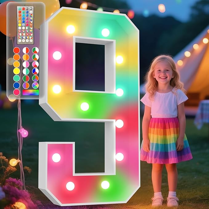 Ledido 4FT Marquee Light Up Numbers, 34 Colors Changing Marquee Numbers 4 Feet by Ledido