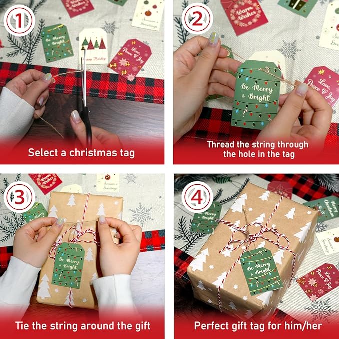 Christmas Gift Tags with String, 6 Styles - Image 5