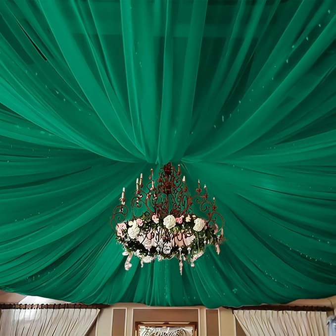 6 Panels Emerald Green Ceiling Drapes by REWOMC