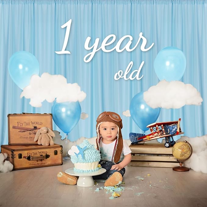 MYSKY HOME 10ft x 8ft Light Blue Backdrop Curtains - Image 3