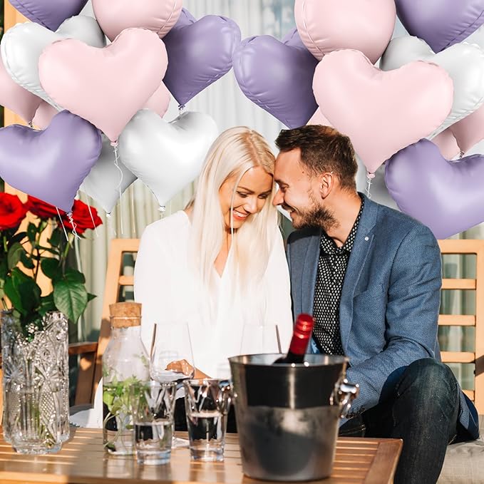 20 Inch Pink Purple White Heart Balloons - Image 6
