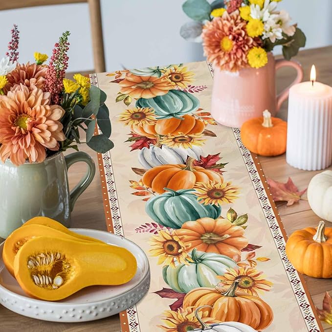 Fall Thanksgiving Southwest Cotton Linen Table Runner - Image 4