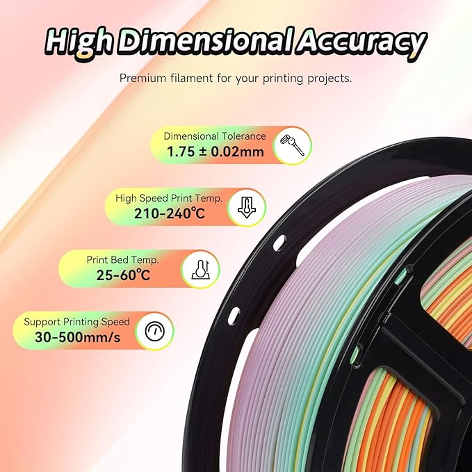 FLASHFORGE Rapid PLA Gradient Rainbow Summer Reverie Filament, Transform Colors - Image 5