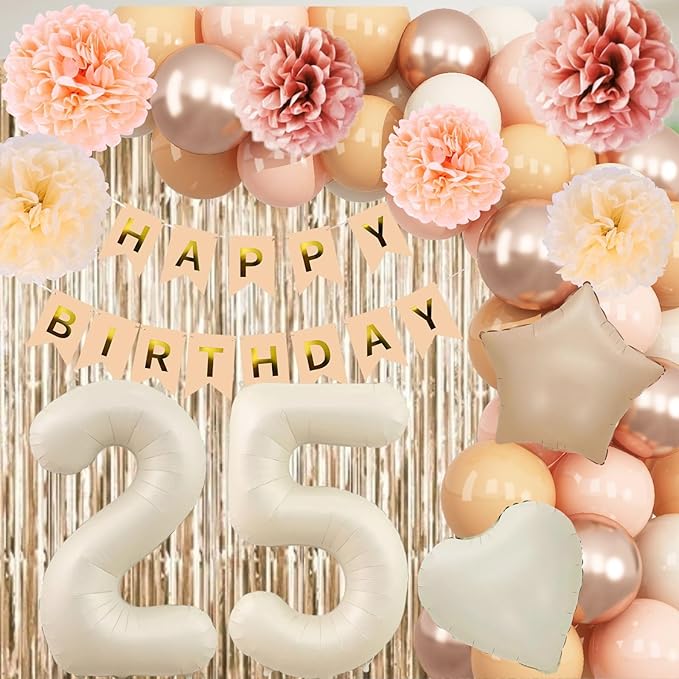 Beige 25th Birthday Decorations - Image 2