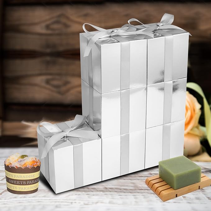 Silver Gift Boxes 5x5x5, 30 Pack Paper Gift Boxes - Image 2