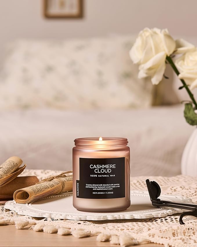 M&SENSE Creamy Almond Milk Scented Candles, Organic Natural Soy Wax Clean Non - Image 6