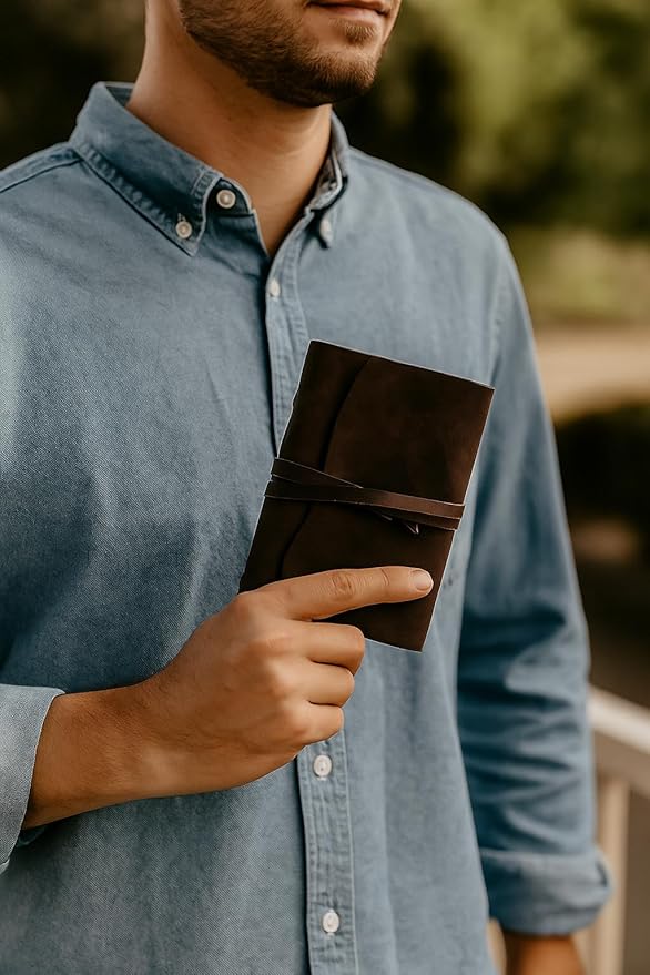 Leather Journal Notepad, Small Notebook 4.8x6.5 Inches, Mini Journal, Retro - Image 2