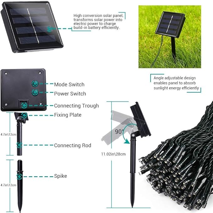 Toodour Solar Christmas Lights Outdoor, 2 Packs Total 144ft 400 LED Solar - Image 7