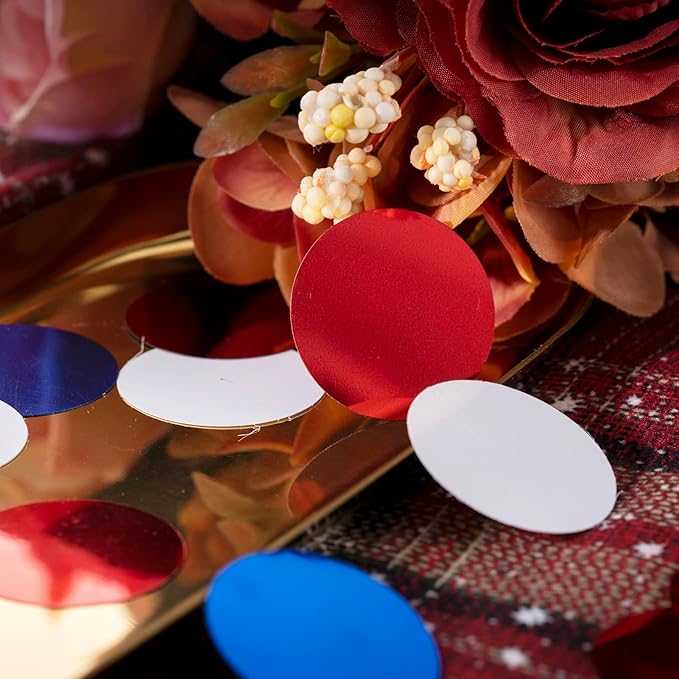 Red White Blue Table Confetti Party Decorations Metallic Circle Dot Confetti - Image 3